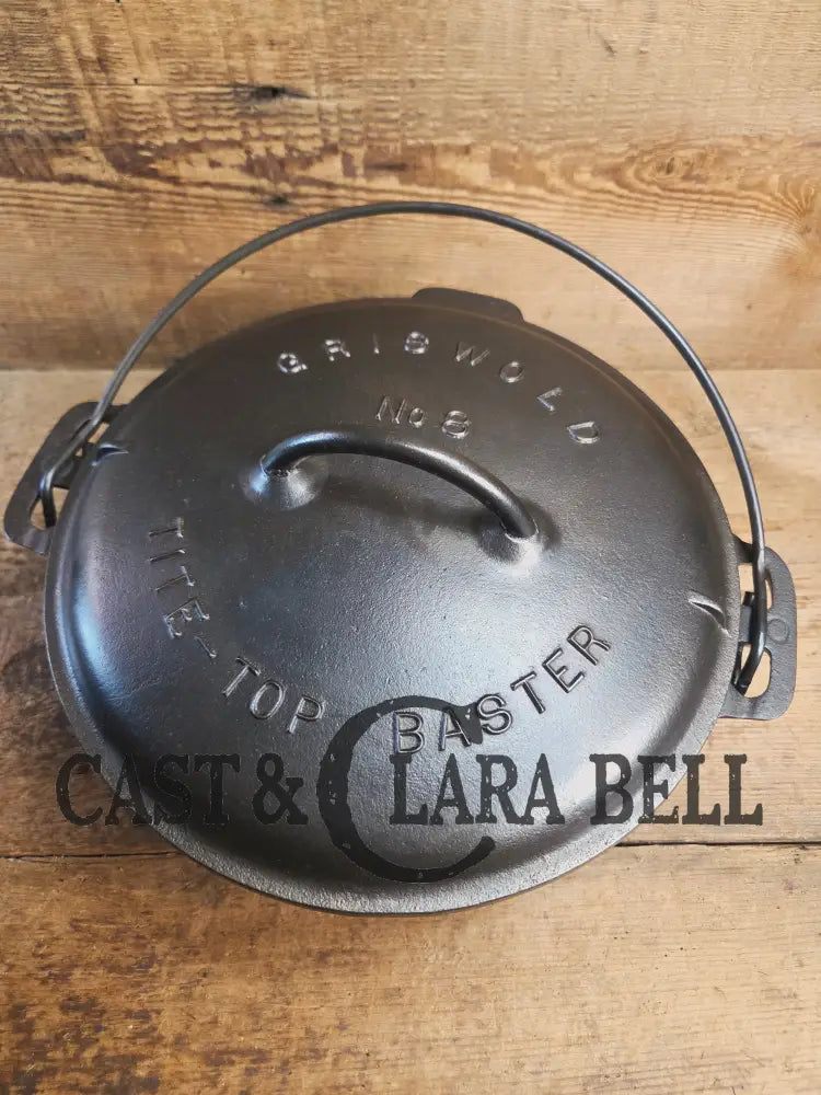 Griswold #8 Tite-Top Cast Iron Dutch Oven with Large Block Logo 833 A and Lid with Slant Logo A 2551 Dutch Ovens
