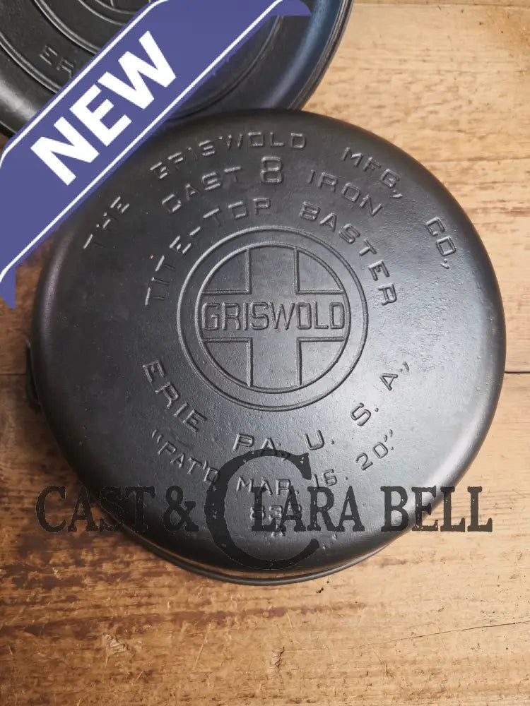 Griswold #8 Tite-Top Cast Iron Dutch Oven with Large Block Logo 833 A and Lid with Slant Logo A 2551 Dutch Ovens