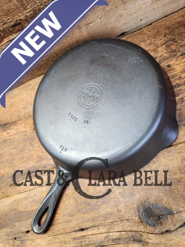 Griswold #9 Cast Iron Skillet With Small Block Logo 710 C. Sits Flat!