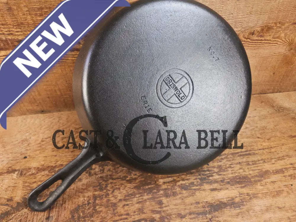 Griswold No. 7 Cast Iron Skillet with Small Block Logo and Grooved Handle 701 Skillet