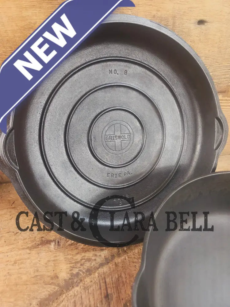 Griswold No. 8 DEEP Skillet (Chicken Fryer) Small Block Logo 777 & No. 8 Skillet Lid Small Block Logo 1098 Skillet