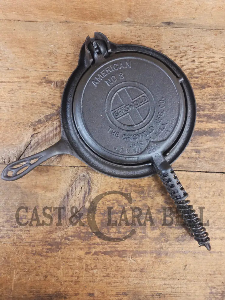 1920’s Griswold No. 8 Waffle Iron (886/885) with original handles & short base 795 (restored pitting) - Waffle Iron
