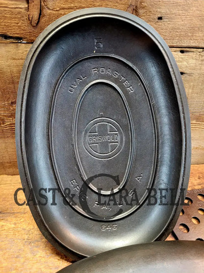 Hard To Complete Set! Early 1900’S Griswold #5 Oval Roaster. P/N 2629 Bottom 645 Lid. With