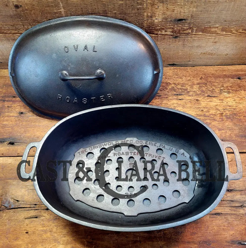 Hard To Complete Set! Early 1900’S Griswold #5 Oval Roaster. P/N 2629 Bottom 645 Lid. With