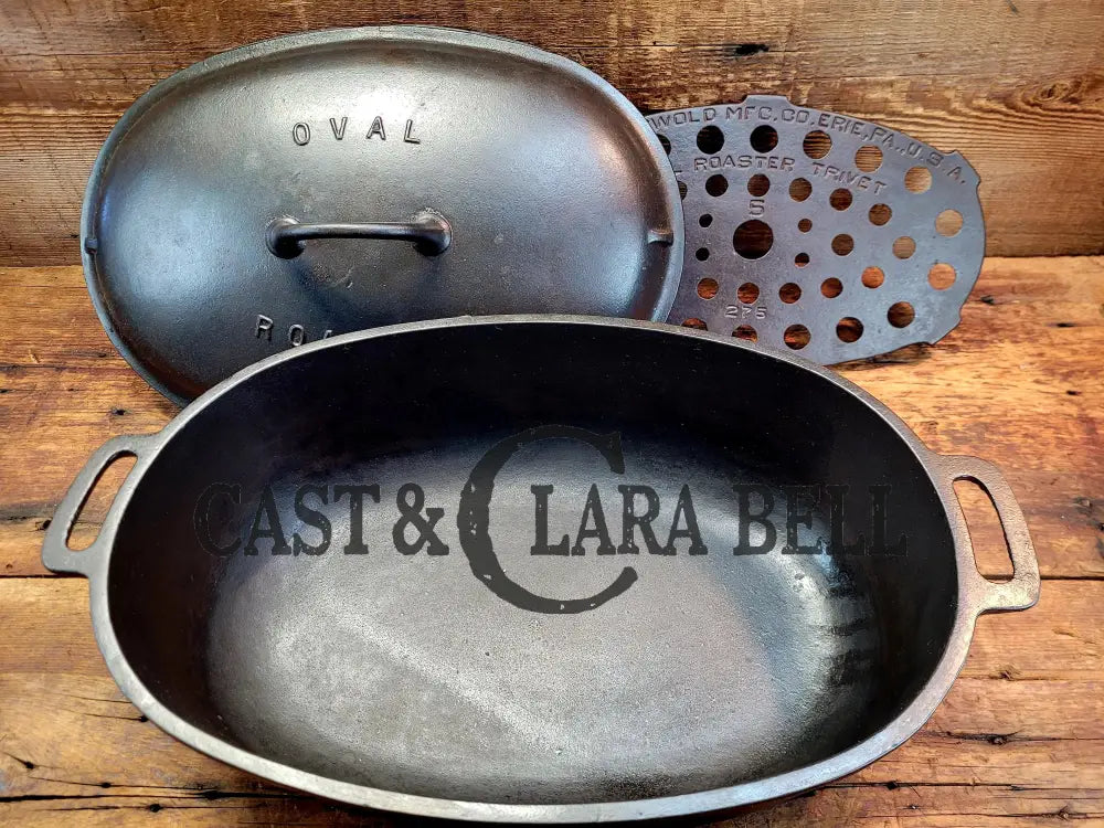 Hard To Complete Set! Early 1900’S Griswold #5 Oval Roaster. P/N 2629 Bottom 645 Lid. With