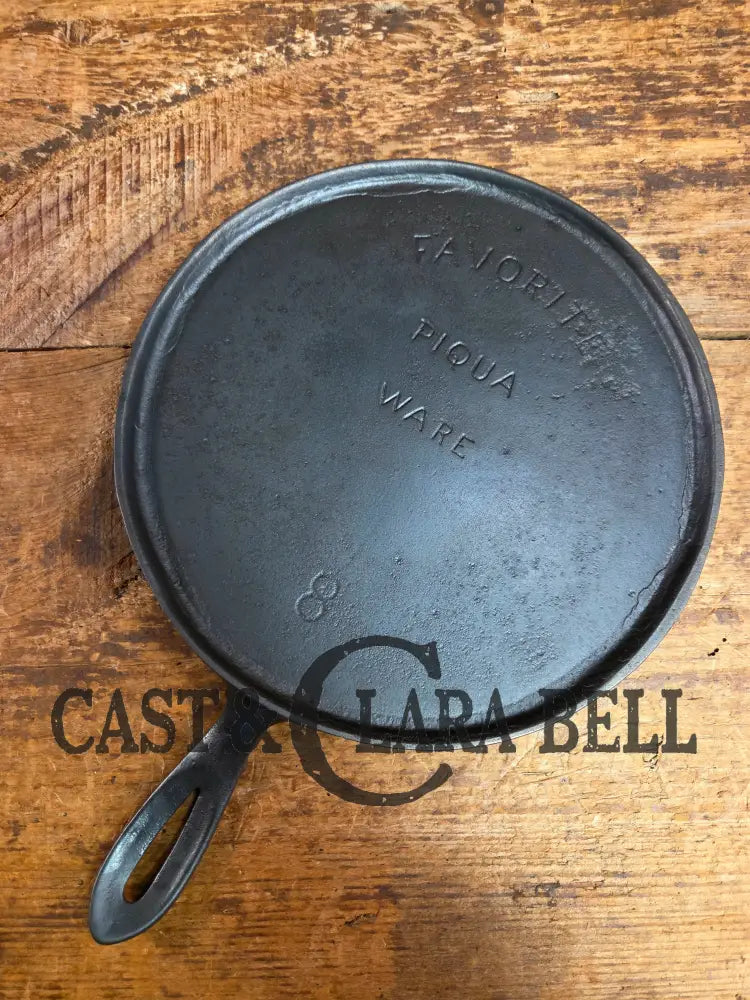 Hard to find 1910’s Early Favorite Piqua Ware #8 Cast Iron Griddle Arc Straight Logo Griddle