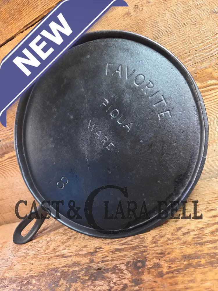 Hard to find 1910’s Early Favorite Piqua Ware #8 Cast Iron Griddle Arc Straight Logo Griddle