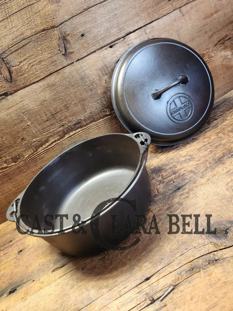 Hard To Find 1920’S Griswold #8 Dutch Oven W/ Large Block Logo P/N 1278 A And Button - Top Lid