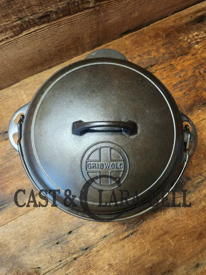 Hard To Find 1920’S Griswold #8 Dutch Oven W/ Large Block Logo P/N 1278 A And Button - Top Lid