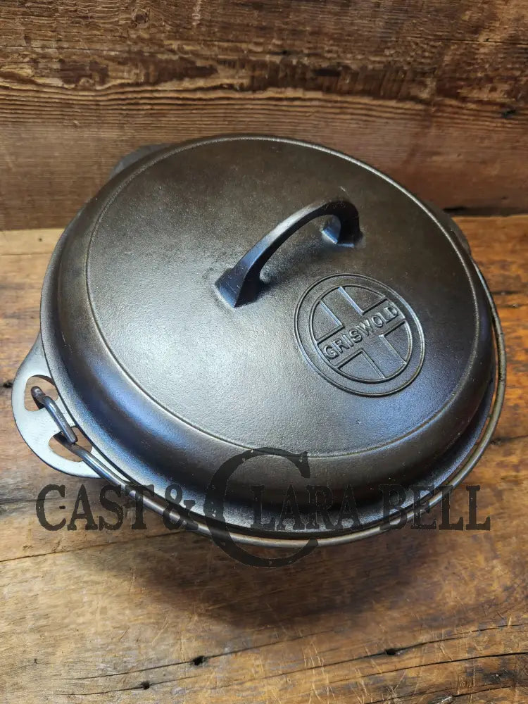 Hard To Find 1920’S Griswold #8 Dutch Oven W/ Large Block Logo P/N 1278 A And Button - Top Lid