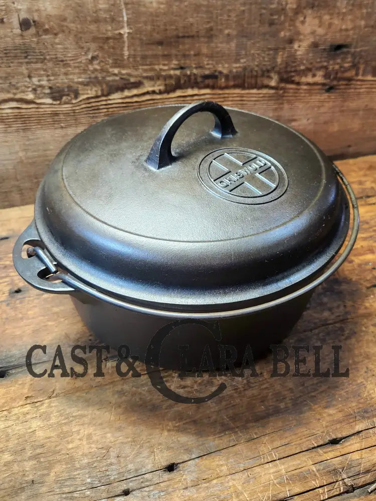 Hard To Find 1920’S Griswold #8 Dutch Oven W/ Large Block Logo P/N 1278 A And Button - Top Lid