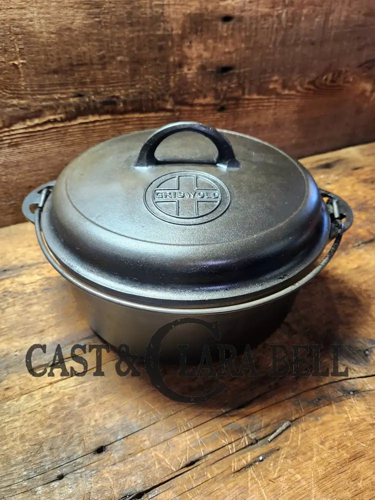 Hard To Find 1920’S Griswold #8 Dutch Oven W/ Large Block Logo P/N 1278 A And Button - Top Lid