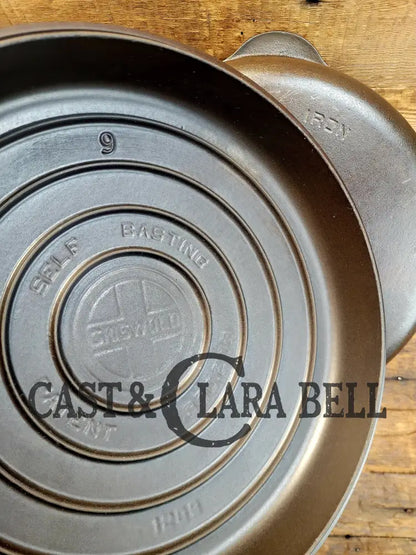 Hard To Find 1920’S Griswold #9 Dutch Oven W/ Large Block Logo P/N 1279 A And 1289 Button-Top Lid