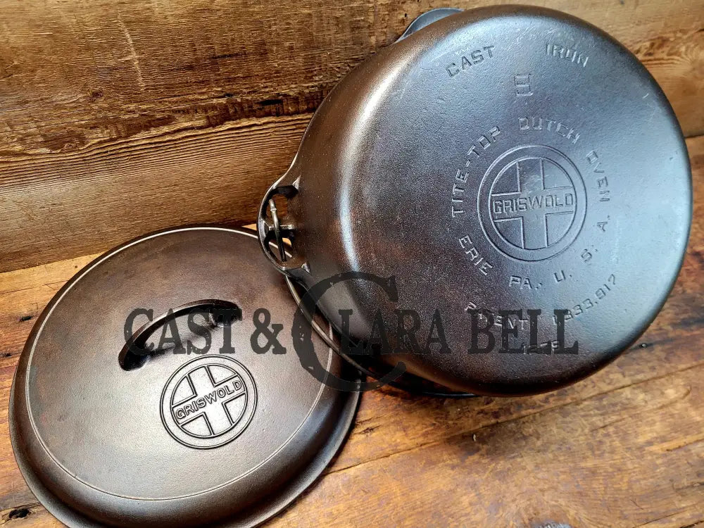 Hard To Find 1920’S Griswold #9 Dutch Oven W/ Large Block Logo P/N 1279 A And 1289 Button-Top Lid