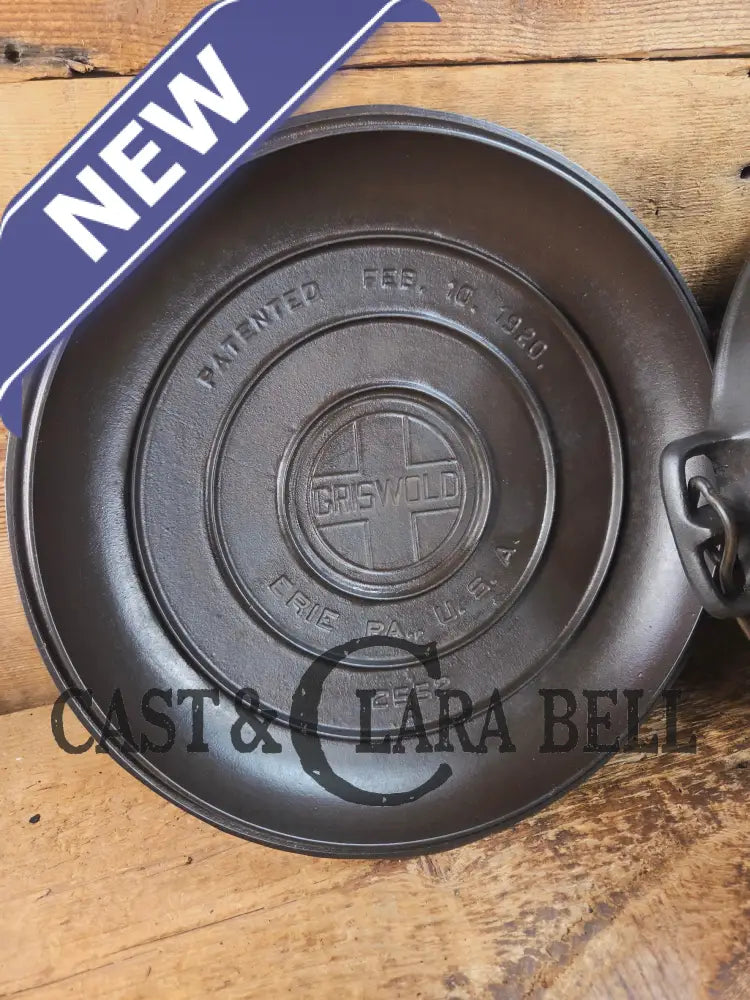 Hard to find 1920’s Griswold #9 Dutch Oven w/ Slant Logo p/n 834 H and p/n 2552 A matching block lid Dutch Ovens