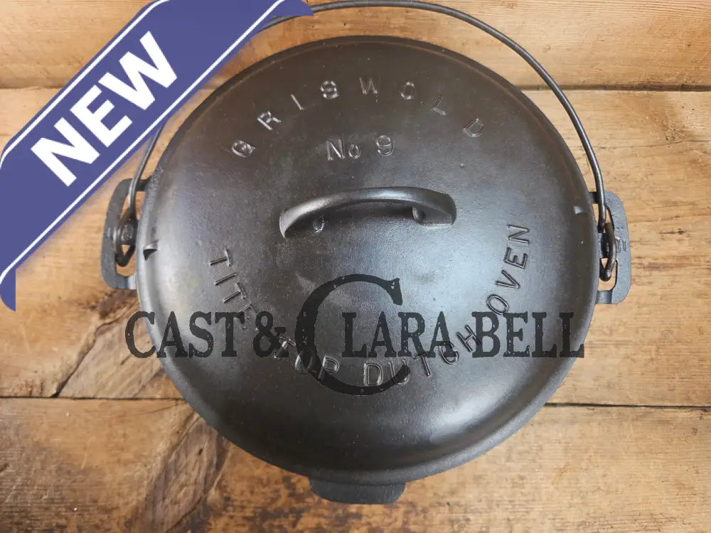 Hard to find 1920’s Griswold #9 Dutch Oven w/ Slant Logo p/n 834 H and p/n 2552 A matching block lid Dutch Ovens