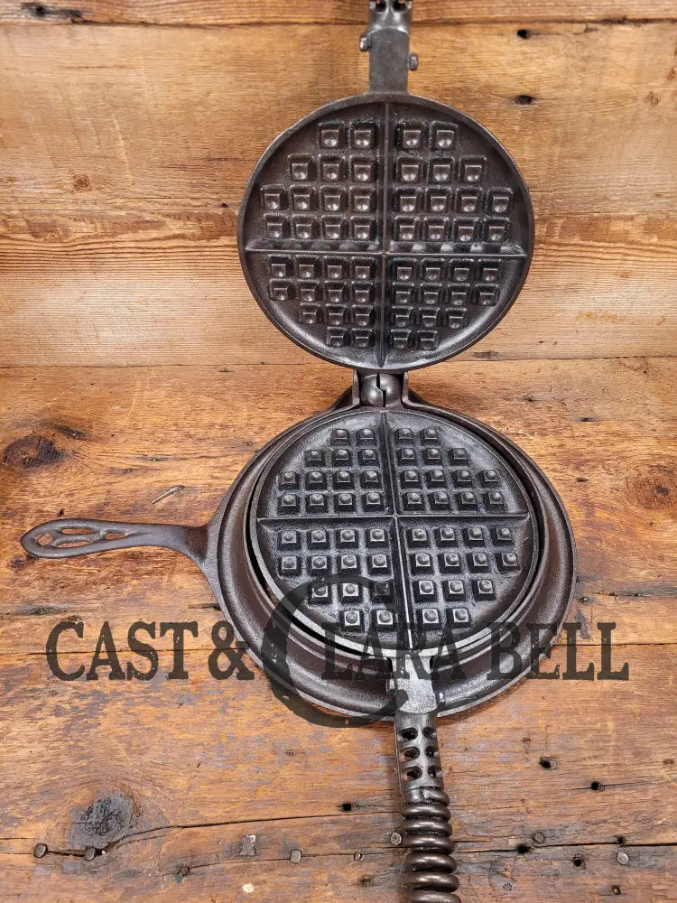 Hard To Find! Best Made Sears Roebuck & Co. By Griswold No. 8 Waffle Iron With Matching Base!