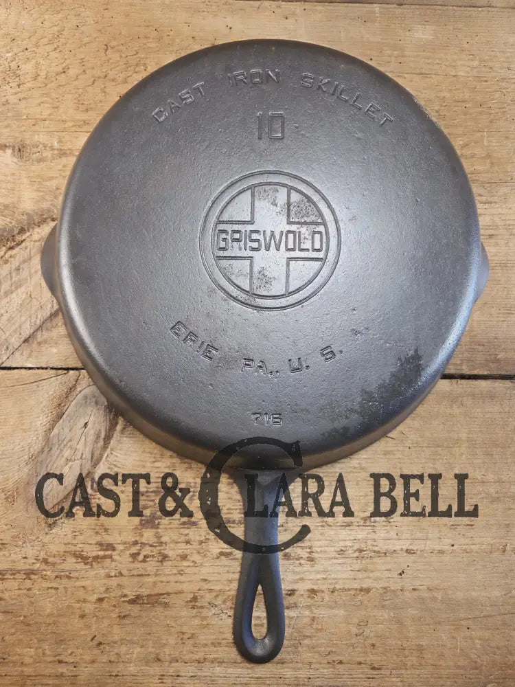 Hard to find BIG Skillet! 1920’s Griswold #10 Skillet with Large Block Logo 716 A. Fully restored. Getting harder to