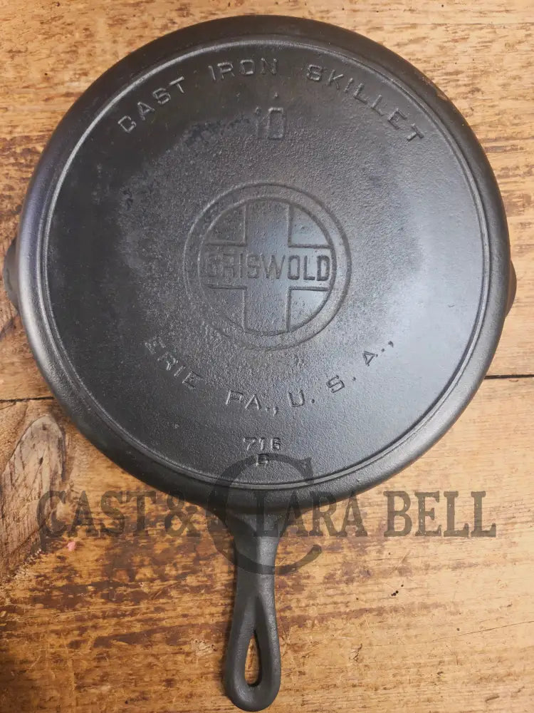 Hard to find BIG Skillet! 1920’s Griswold #10 Skillet with Large Block Logo 716 B Skillet