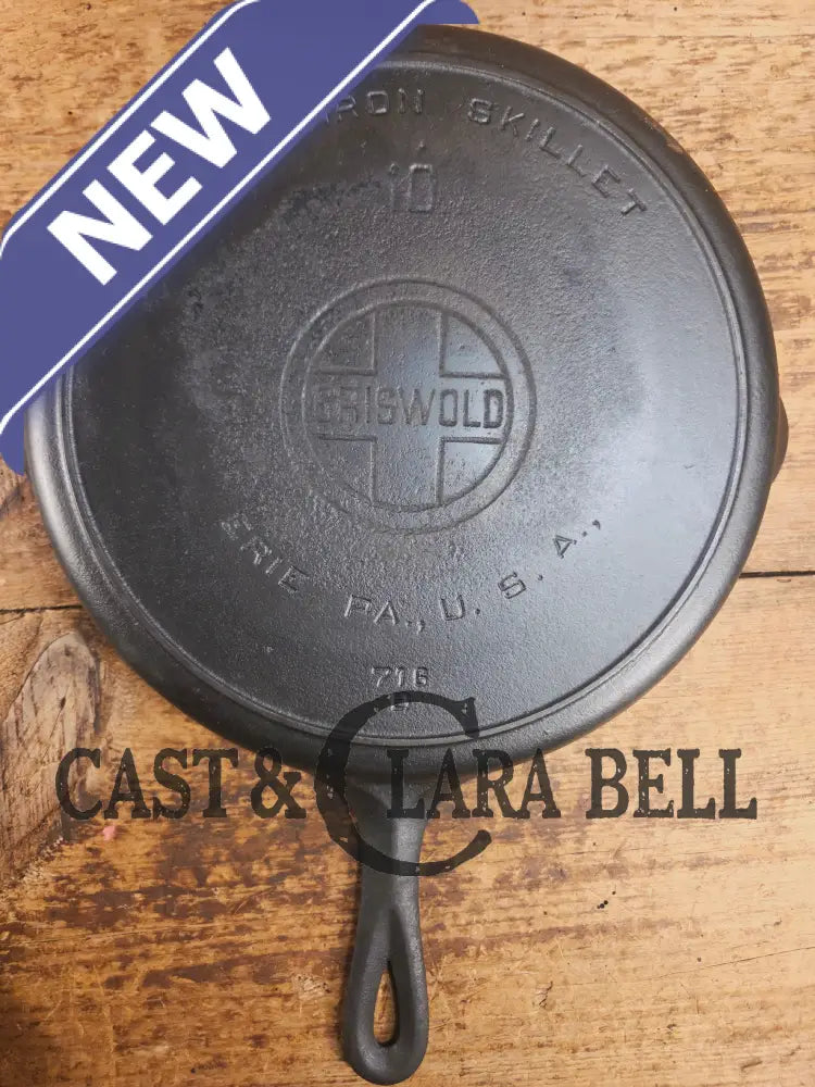 Hard to find BIG Skillet! 1920’s Griswold #10 Skillet with Large Block Logo 716 B Skillet