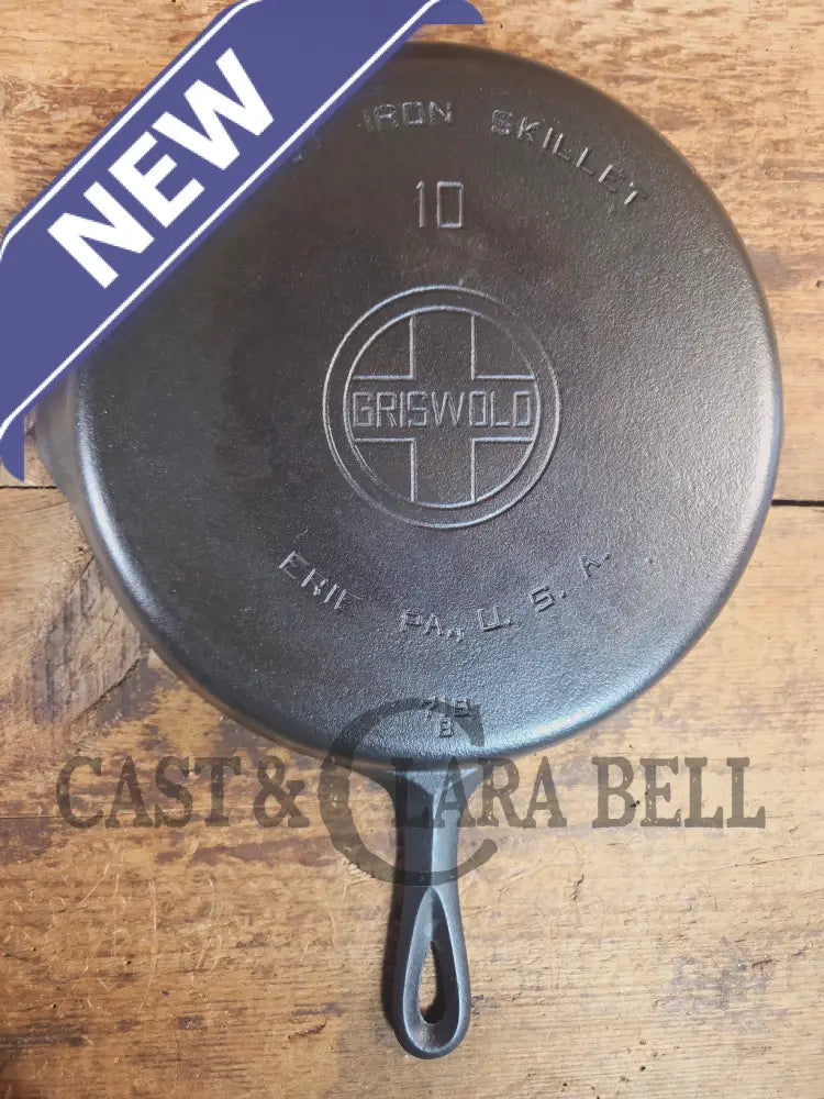 Hard to find BIG Skillet! 1930’s Griswold #10 Skillet with Large Block Logo Smooth Bottom 716 B - Skillet