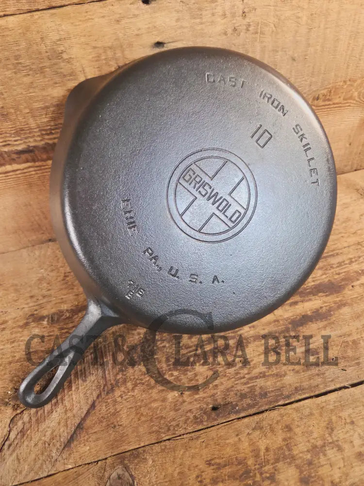 Hard to find BIG Skillet! 1930’s Griswold #10 Skillet with Large Block Logo Smooth Bottom 716 B - Skillet