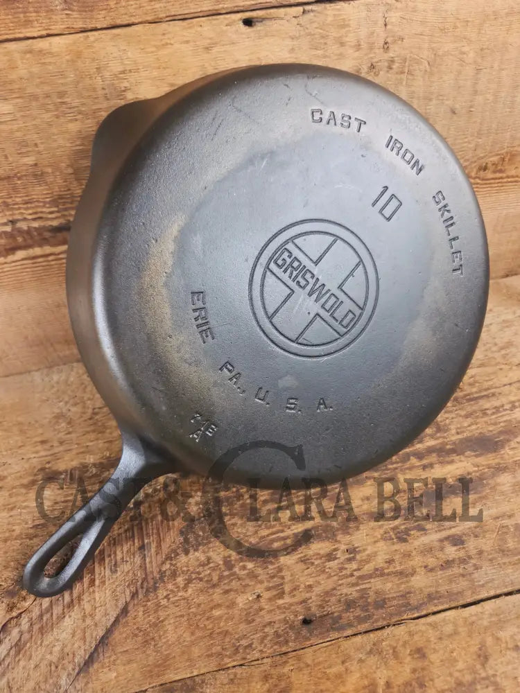 Hard to find BIG Skillet! 1930’s Griswold #10 Skillet with Large Block Logo Smooth Bottom 716 A - Skillet