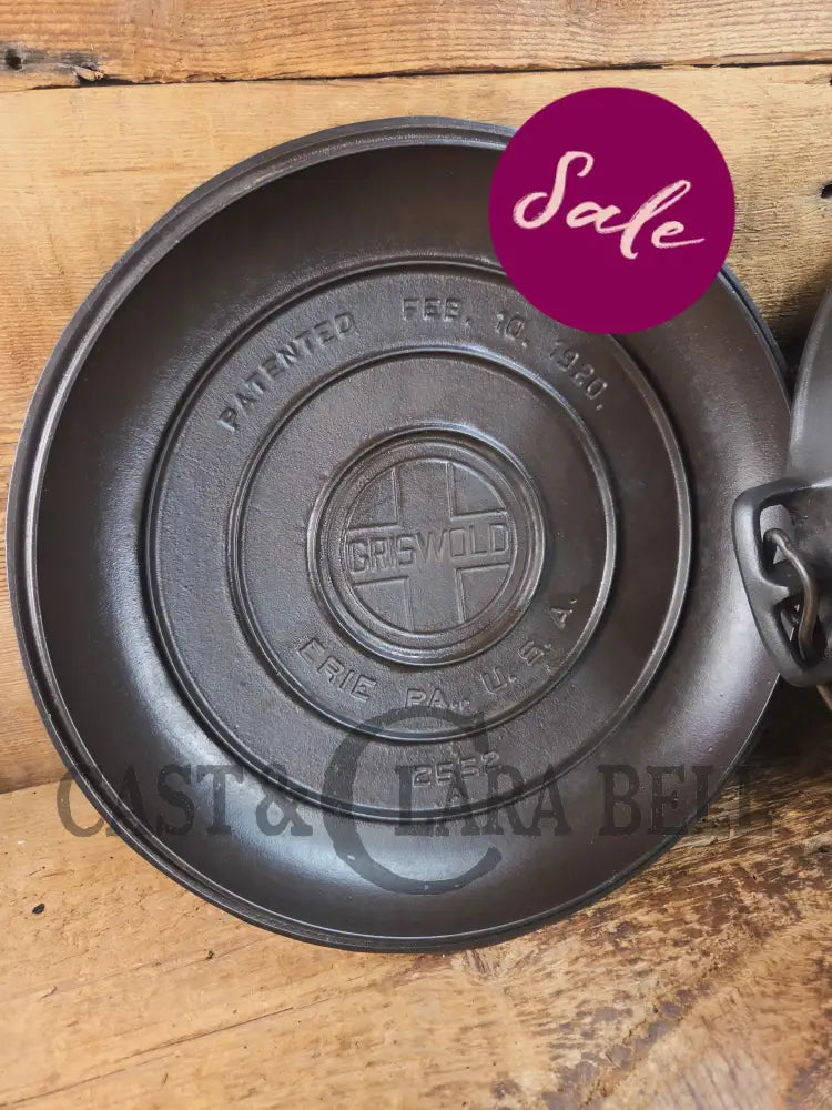 Hard to find 1920’s Griswold #9 Dutch Oven w/ Slant Logo p/n 834 H and p/n 2552 A matching block lid Dutch Ovens