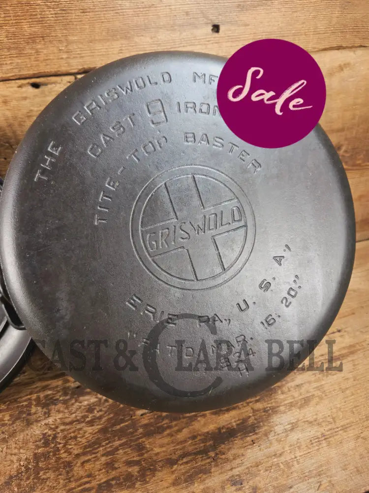 Hard to find 1920’s Griswold #9 Dutch Oven w/ Slant Logo p/n 834 H and p/n 2552 A matching block lid Dutch Ovens