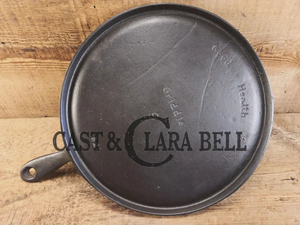 Hard to find! Griswold’s Good Health #9 Cast Iron Round Griddle 621. Fantastic for pizzas pancakes or bacon! Griddle