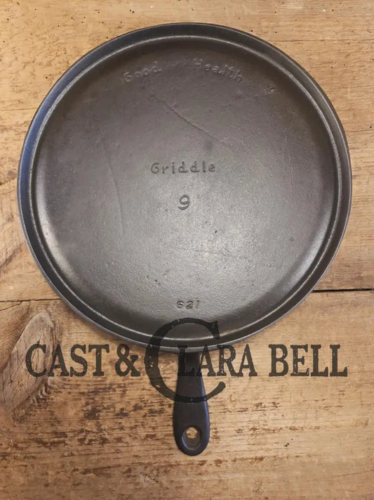 Hard to find! Griswold’s Good Health #9 Cast Iron Round Griddle 621. Fantastic for pizzas pancakes or bacon! Griddle