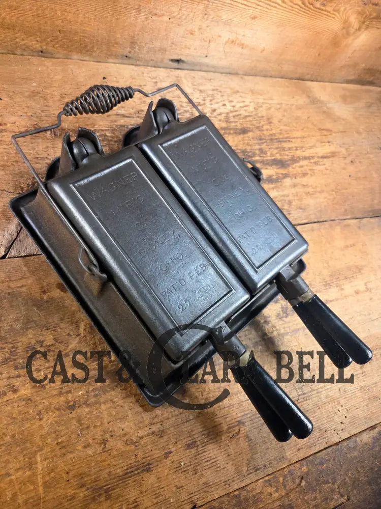 Hard to find showstopper! 1910’s Era Wagner Waffle Iron with matching bailed base. Don’t miss this one Waffle Iron