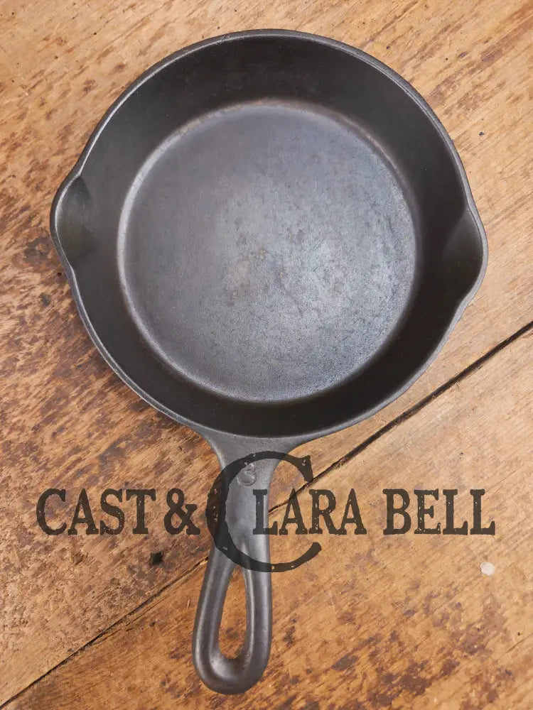 Hard to Find Wagner Sidney -O- #3 Skillet with ’Pie’ Logo and Smooth Bottom 1053 Skillet