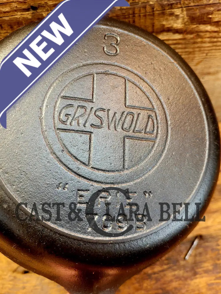 Harder To Find! 1910’S Griswold #3 Egg Skillet Large Block Slant Logo 709 B. Beauty!