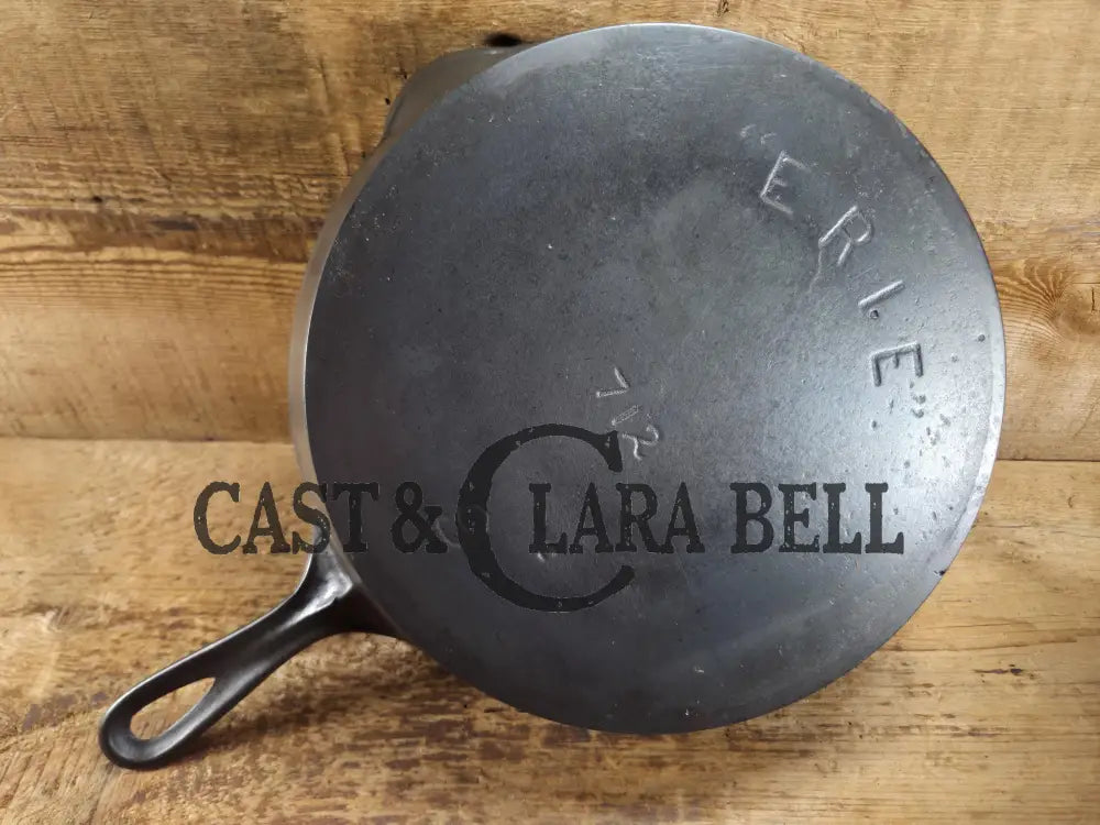 HTF 1890’s Third Series ERIE #9 B (1890’s Griswold) Cast Iron Skillet with Heat Ring 712 Smooth bottom! Skillet