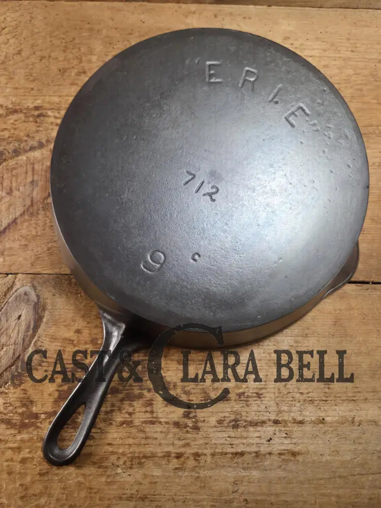 HTF 1890’s Third Series ERIE #9 B (1890’s Griswold) Cast Iron Skillet with Heat Ring 712 Smooth bottom! Skillet