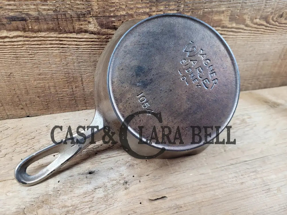 Htf! 1924 Wagner Ware #4 Cast Iron Skillet With Heat Ring 1054. Plating Outside Black Iron Inside.