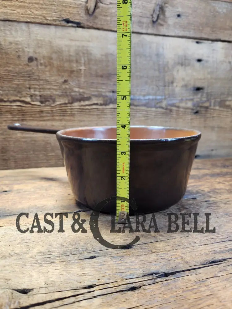 Htf Brown/Orange Enameled Birmingham Stove & Range 2 Quart Sauce Pan. Beautiful Bean Pot!