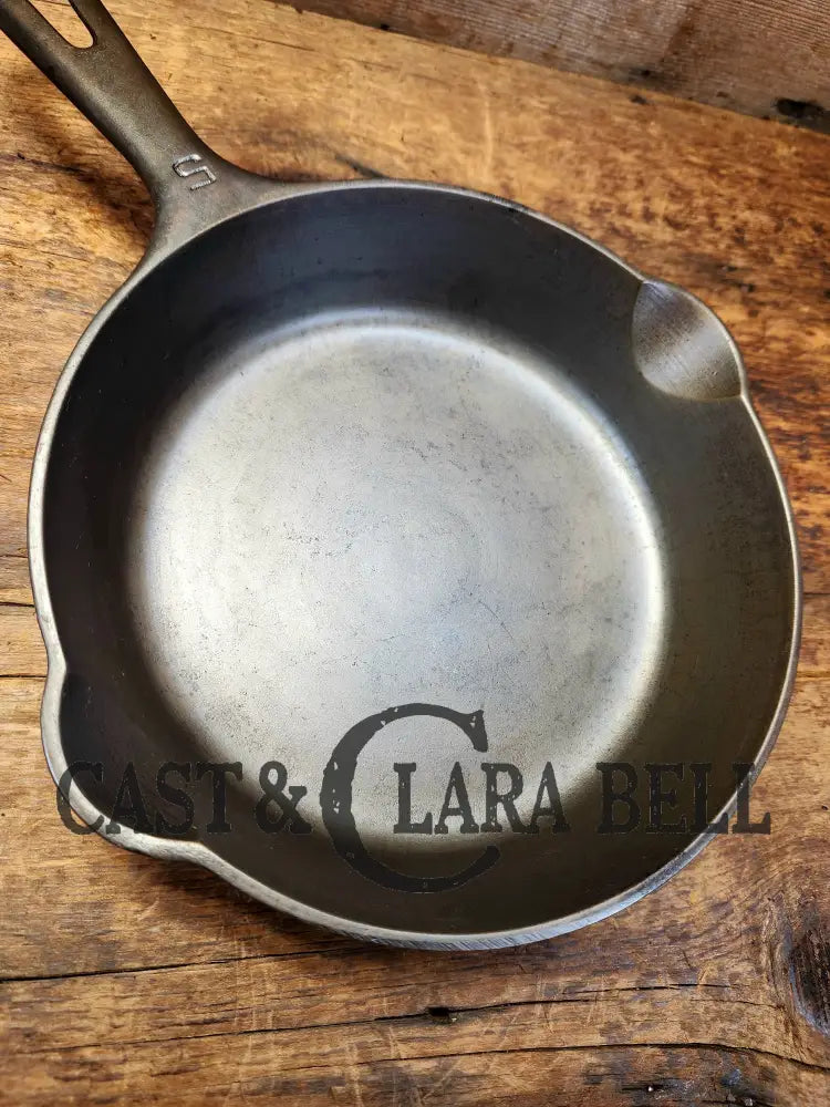 Htf Early 1900’S Griswold #6 Cast Iron Skillet Large Block Slant Logo 699