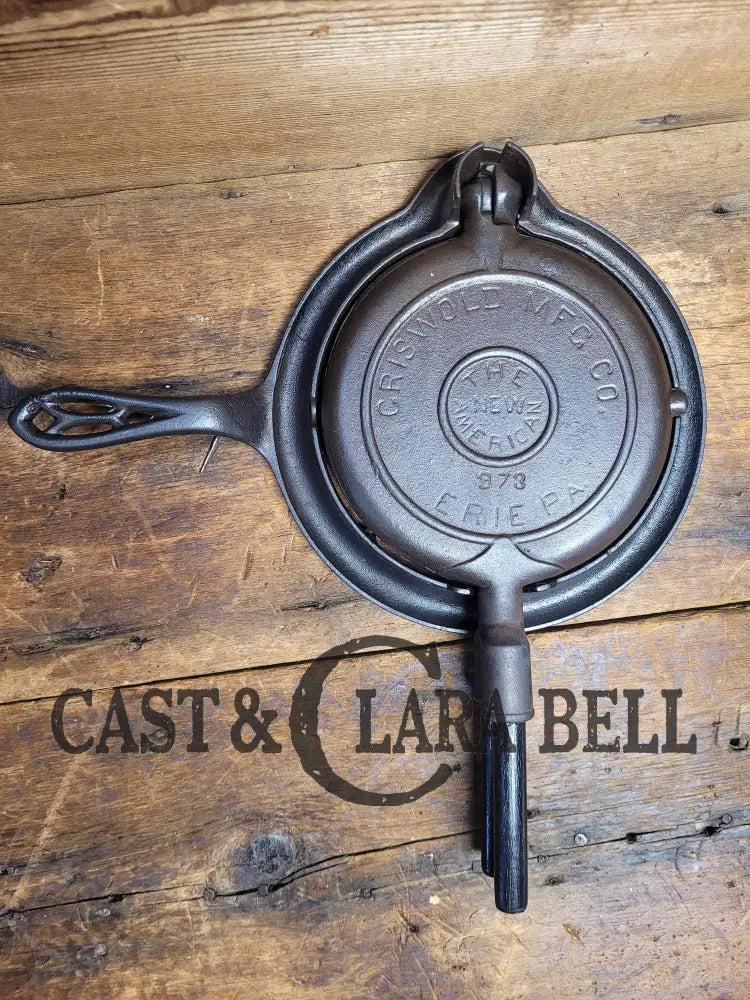 HTF Early 1900's Griswold #7 Waffle Iron. (#973) New handles