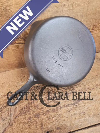 HTF Griswold No. 7 Cast Iron Skillet with Small Block Logo and Grooved Handle 701 Skillet
