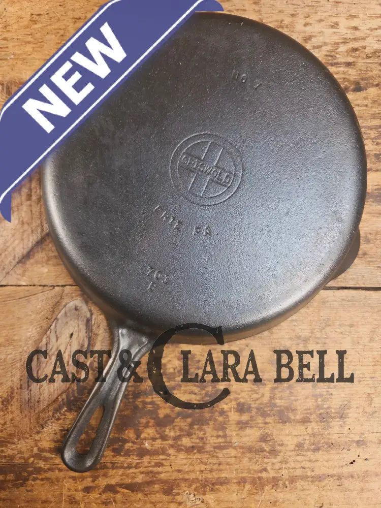 HTF Griswold No. 7 Cast Iron Skillet with Small Block Logo and Grooved Handle 701 B Skillet