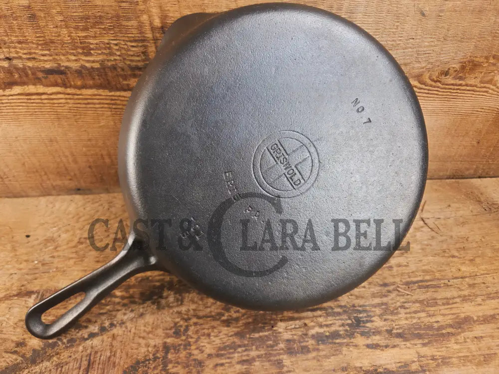 HTF Griswold No. 7 Cast Iron Skillet with Small Block Logo and Grooved Handle 701 B Skillet