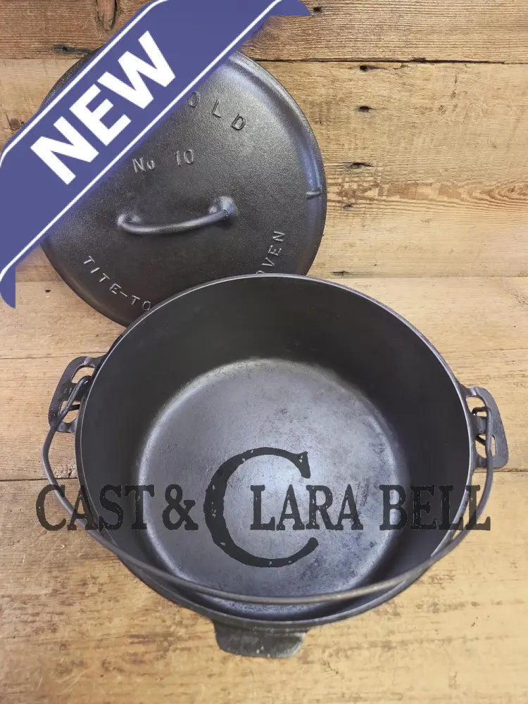 HUGE!! 1910’s Griswold Size #10 (835) Dutch Oven with Large Block Logo and (2553 A) Lid. One of the BIGGEST you can