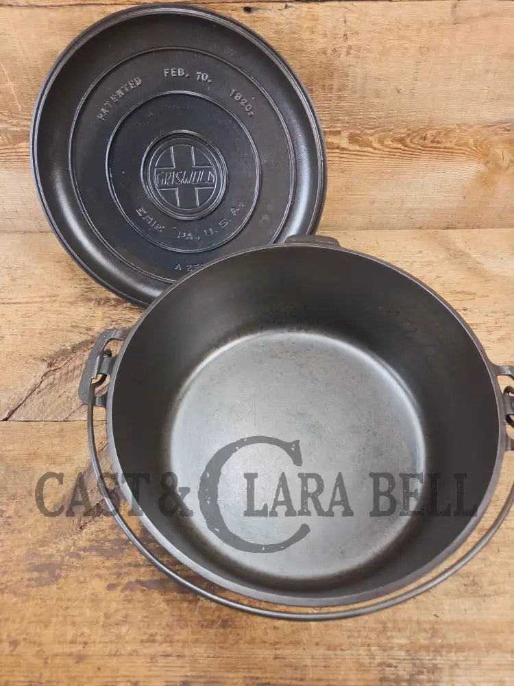 HUGE!! 1910’s Griswold Size #10 (835) Dutch Oven with Large Block Logo and (2553) Lid. One of the BIGGEST you can buy!