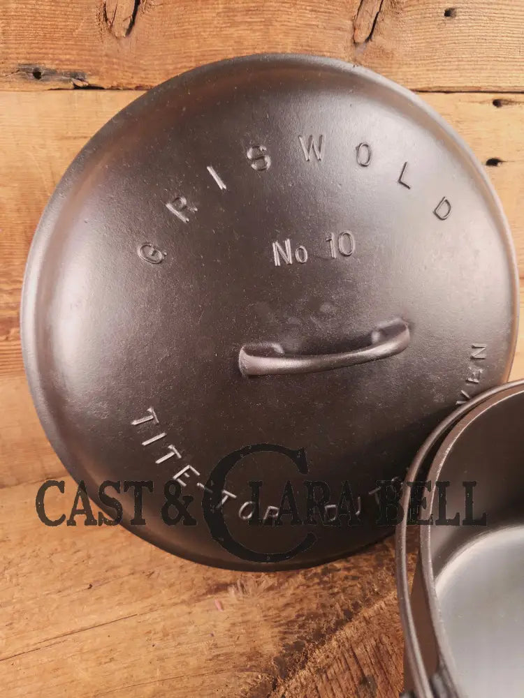 HUGE!! 1910’s Griswold Size #10 (835) Dutch Oven with Large Block Logo and (2553) Lid. One of the BIGGEST you can buy!