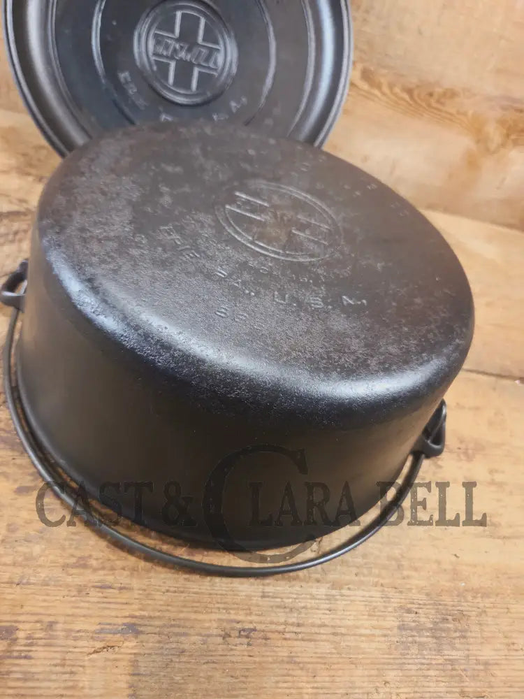 HUGE!! 1910’s Griswold Size #10 (835) Dutch Oven with Large Block Logo and (2553) Lid. One of the BIGGEST you can buy!