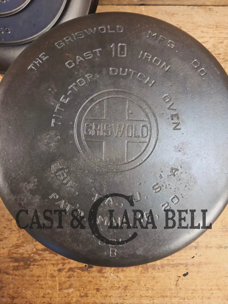 HUGE!! 1910’s Griswold Size #10 (835) Dutch Oven with Large Block Logo and (2553) Lid. One of the BIGGEST you can buy!