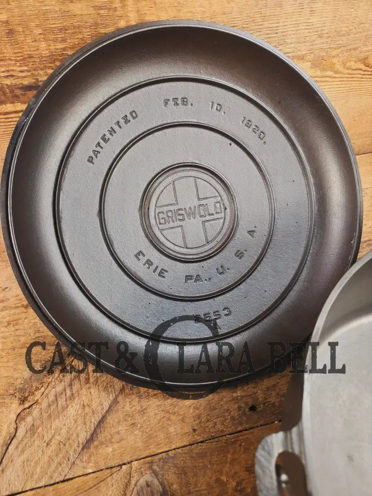HUGE!! 1910’s Griswold Size #10 (835) Dutch Oven with Large Block Logo and (2553) Lid. One of the BIGGEST you can buy!