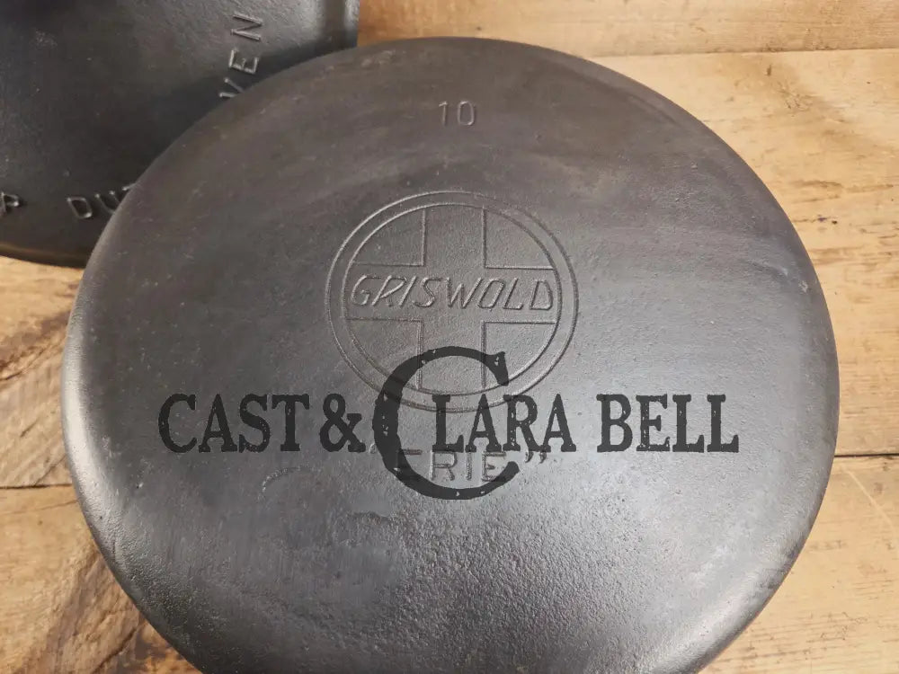 HUGE!! 1910’s VERY early Griswold Size #10 Erie logo Dutch Oven w/ Large Block Logo & (2553 A) Lid. One of the BIGGEST